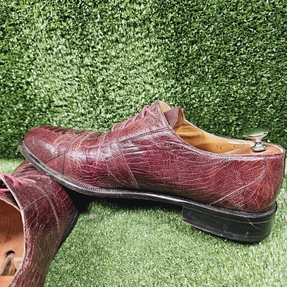 David Eden Genine Burgundy Leather Almond Toe Oxford Dress Shoes Mens Size 13
